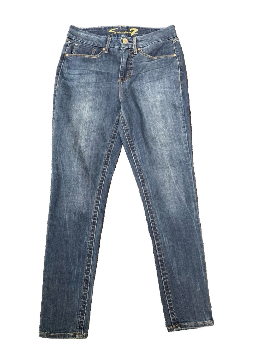 Seven 7 Tummyless High Rise Skinny Denim Jeans Size 8 (30X28) Color: Avalon